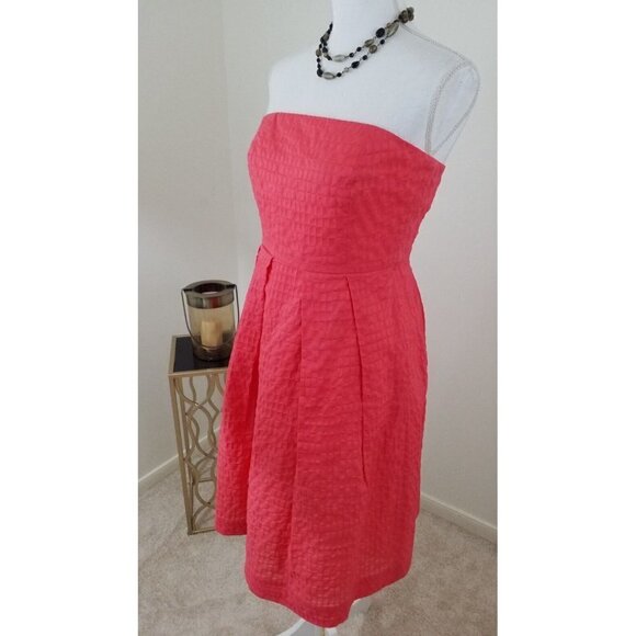 J.CREW~Women's Size 6~Orange Textured Strapless Cotton Party Fully Lined Dress. - Picture 6 of 12